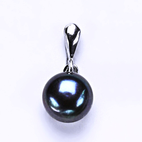 Stříbrný přívěšek, šperky(přírodní černá perla 9-10 mm) P 1298/22