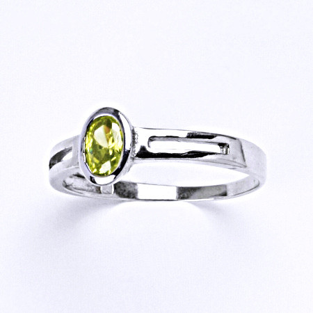 Prsten stříbrný s oválným syntetickým zirkonem yellow,jen vel.51