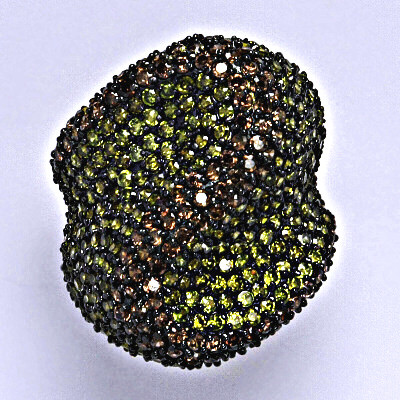 Stříbrný prsten se syntetickými barevnými zirkony, váha 13,75 g