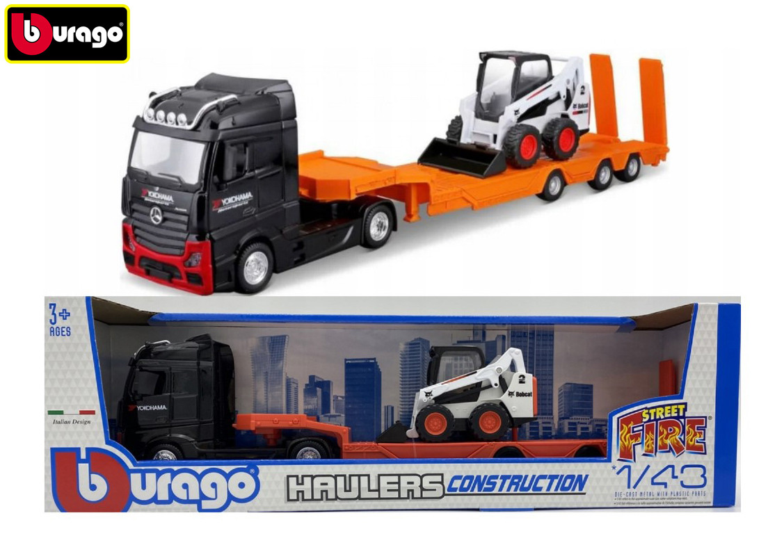 Bburago 1:43 Kamion Construction MB Actros Gigaspace / Bobcat Loader