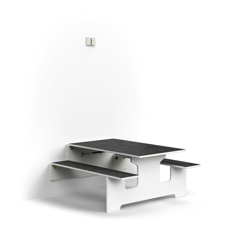 Nástěnný stůl LUCAS, 1200x1205x580 mm, linoleum, bílá/tmavě šedá