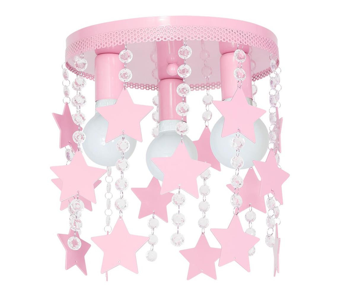 Dětské stropní svítidlo ELZA stars 3xE27/60W/230V růžová