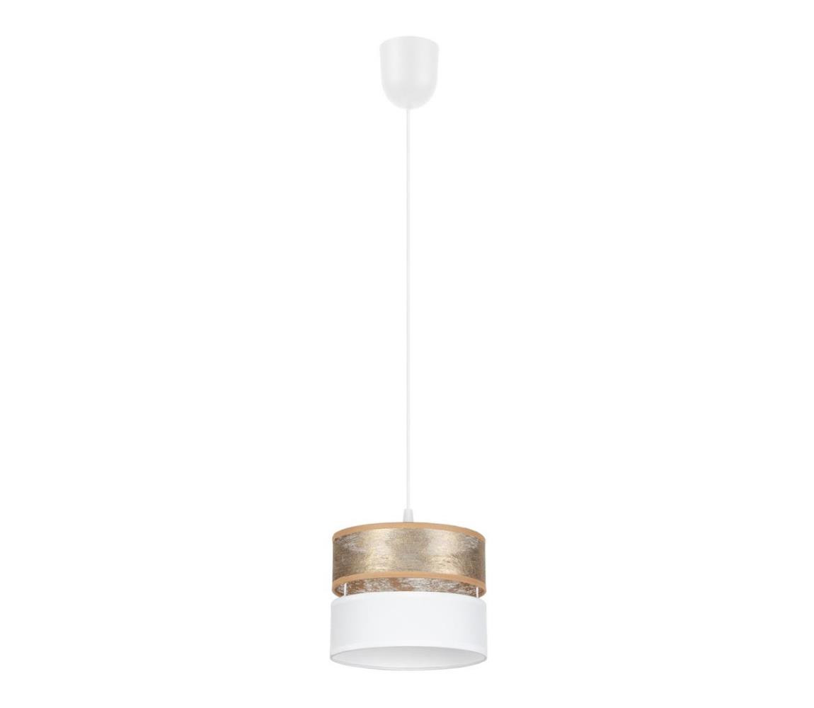 Lustr na lanku LIMA 1xE27/60W/230V zlatá/bílá