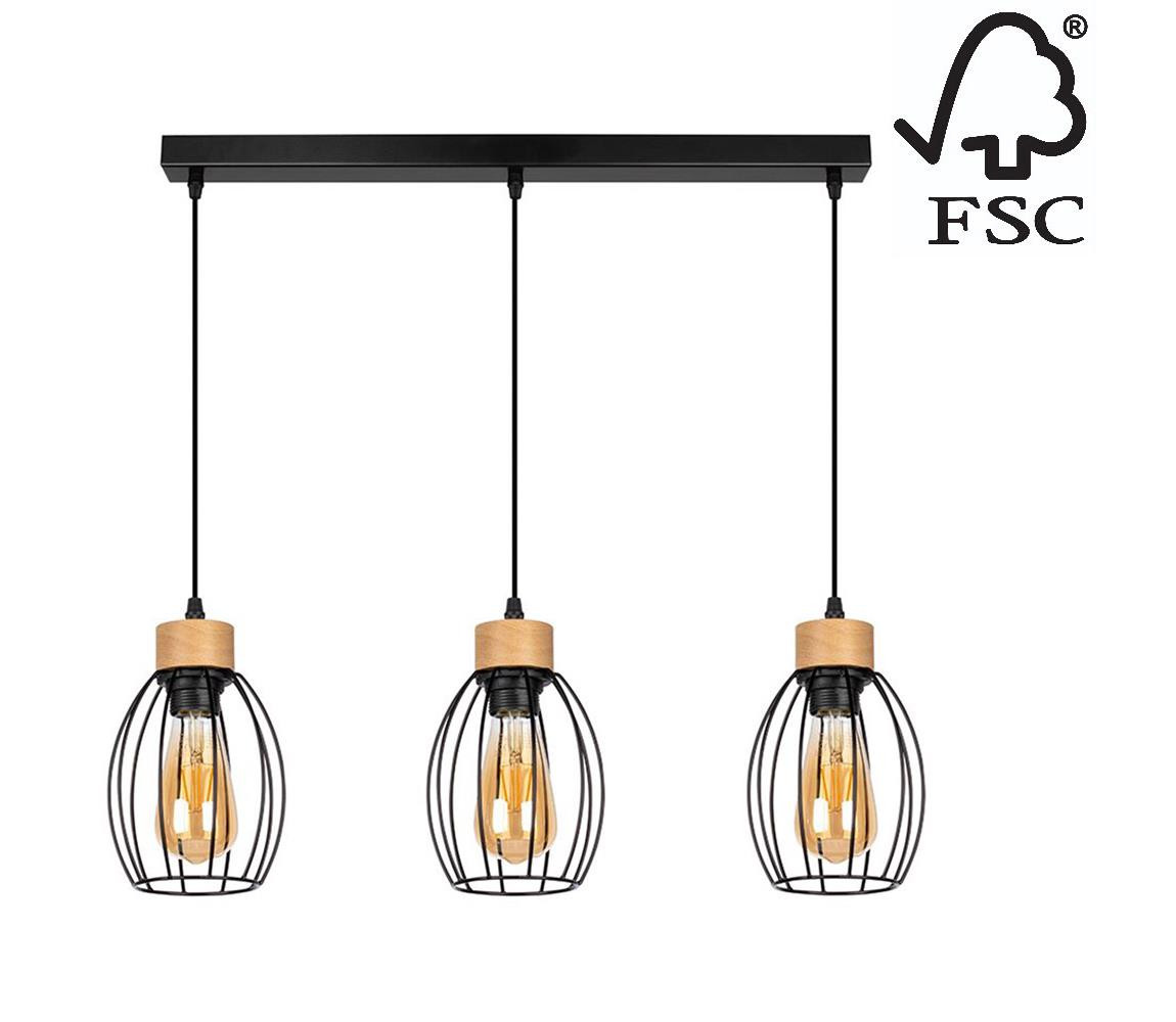 DO14859304 - Lustr na lanku GUNNAR 3xE27/60W/230V dub