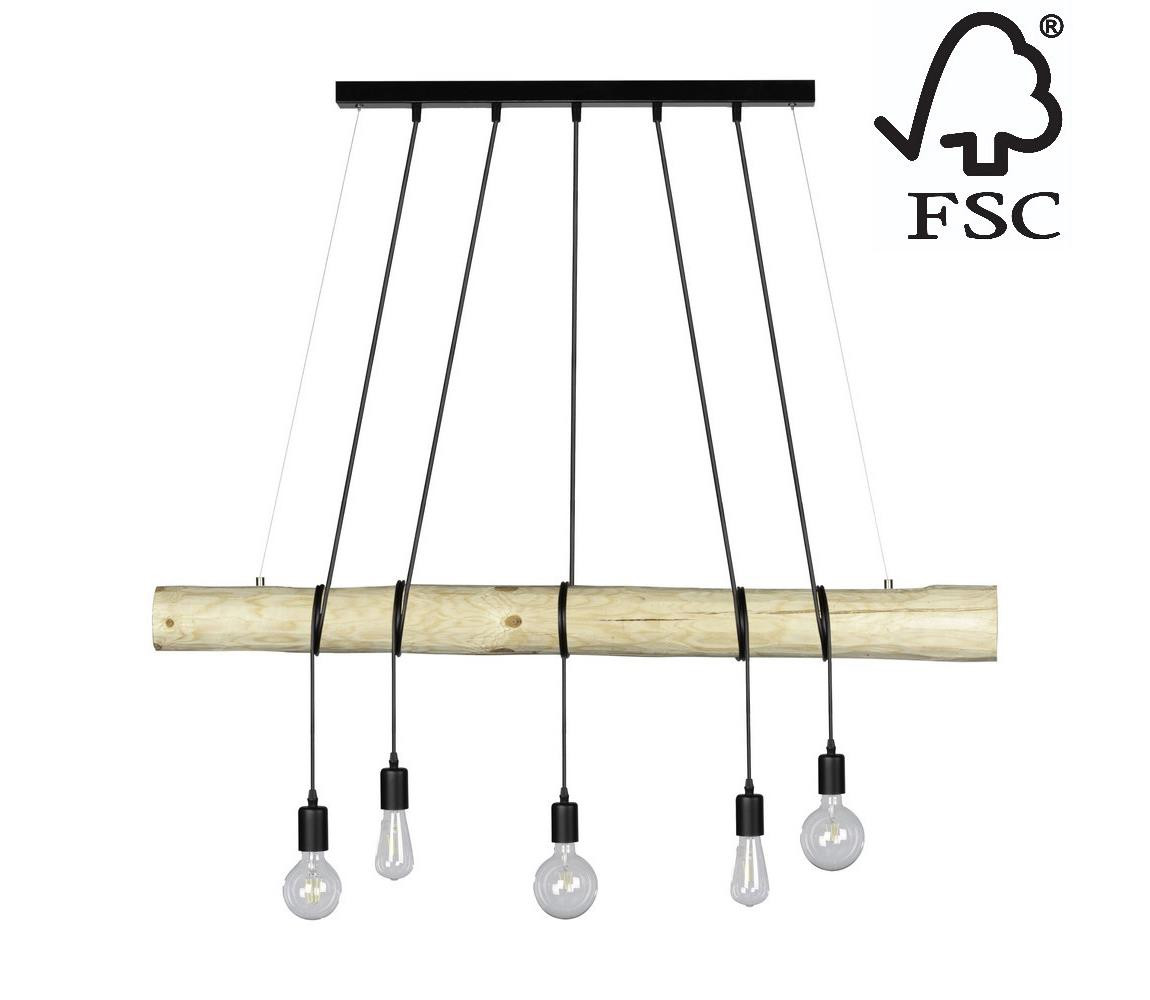 69314504 - Lustr na lanku TRABO 5xE27/60W/230V borovice