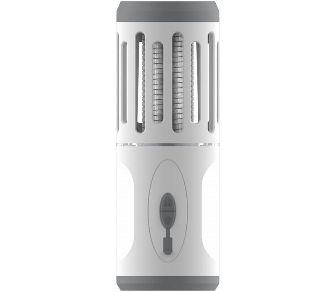 LED Přenosná nabíjecí lampa s lapačem hmyzu LED/6W/1800 mAh IPX4 bílá/šedá