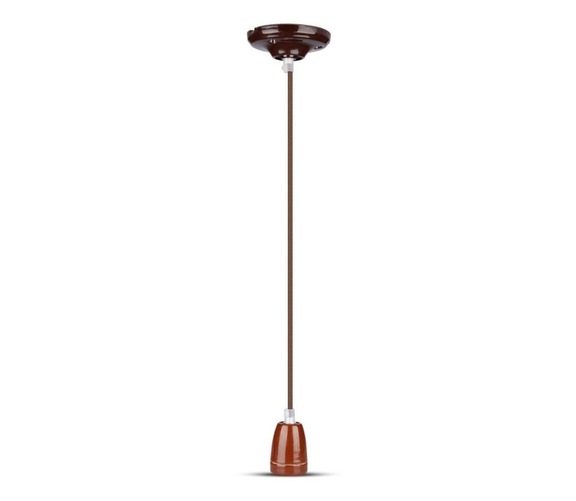 Napájecí kabel 1xE27/60W/230V hnědá/porcelán