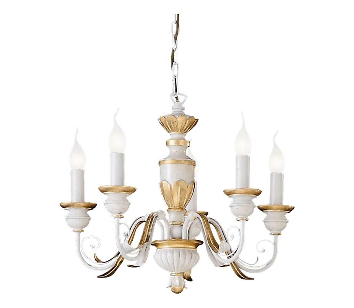 Ideal Lux Ideal Lux - Lustr na řetězu FIRENZE 5xE14/40W/230V pr. 55 cm bílá/zlatá