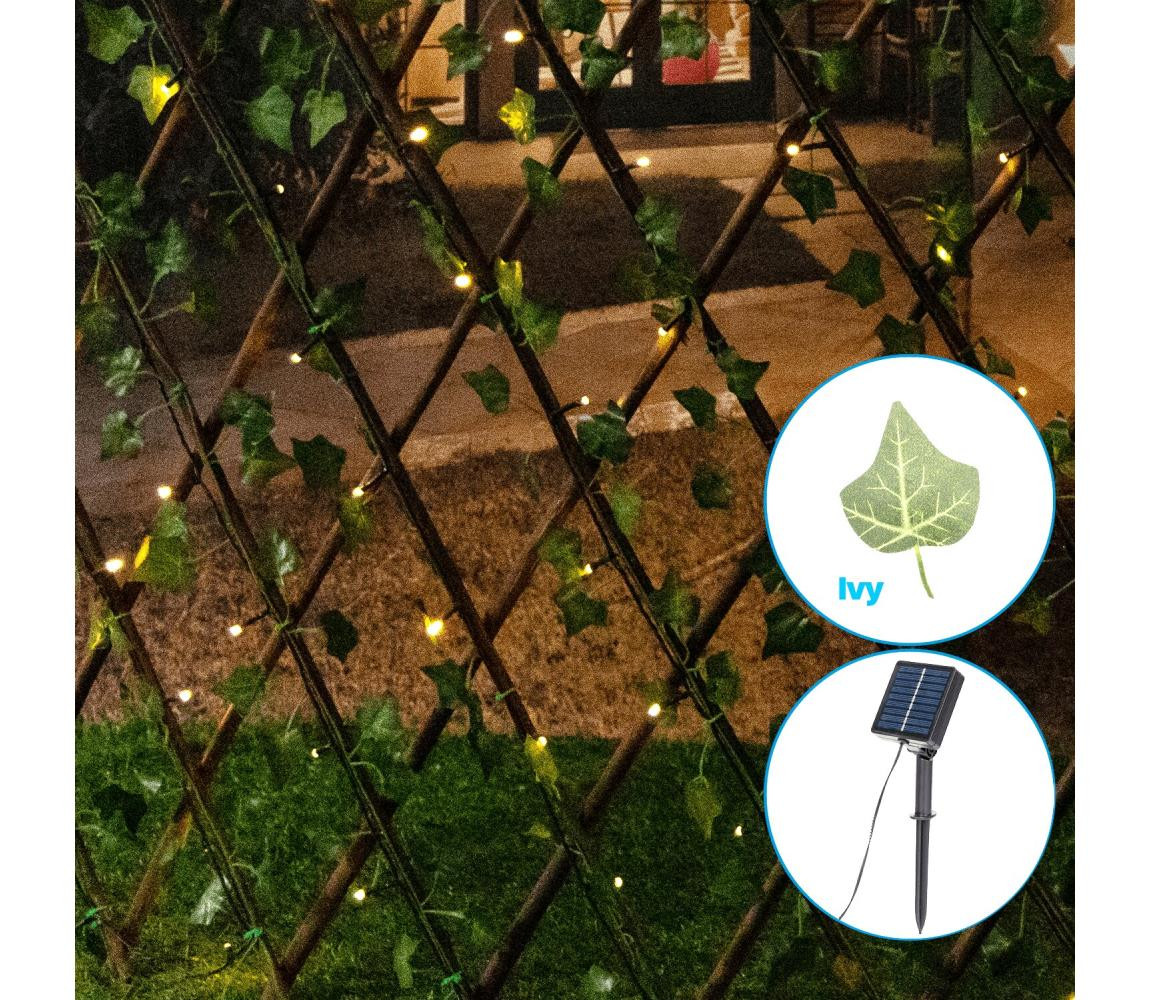 B.V.  - LED Solární řetěz 148xLED/2x1,2m IP65 teplá bílá ivy