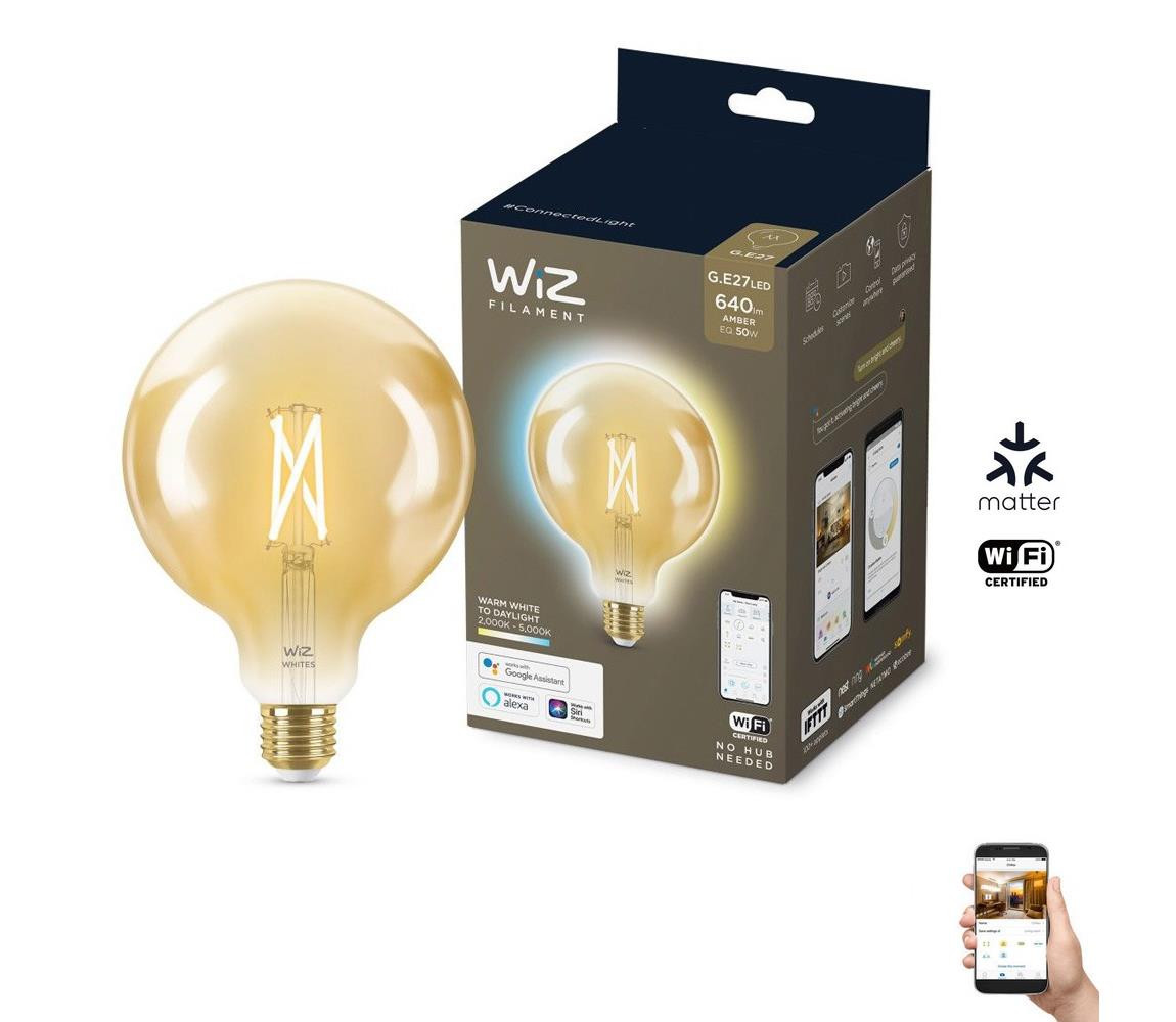 WiZ LED Stmívatelná žárovka VINTAGE G125 E27/6,7W/230V 2000-5000K CRI 90 Wi-Fi - WiZ