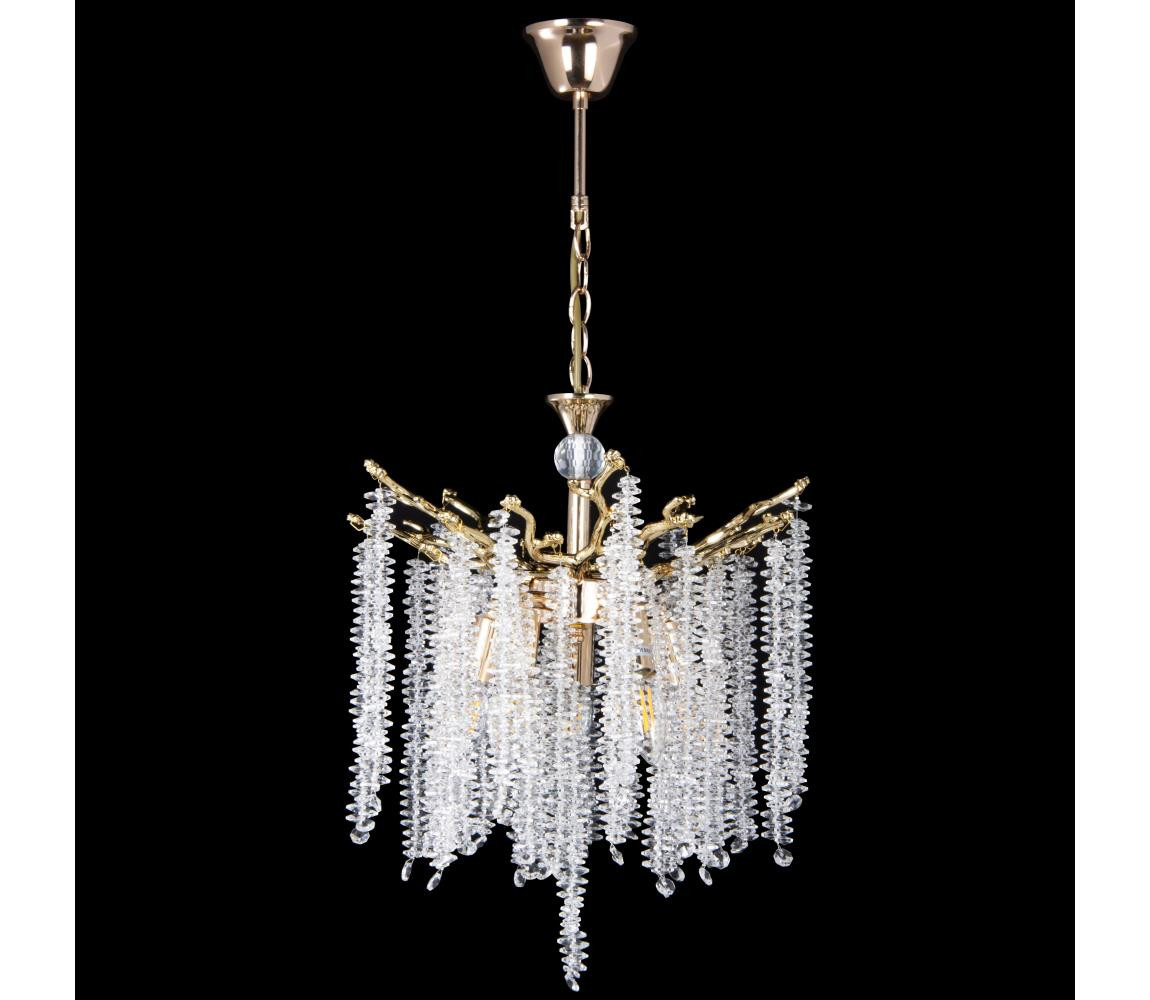 Lustr na řetězu 5xE14/60W/230V pr. 50 cm zlatá