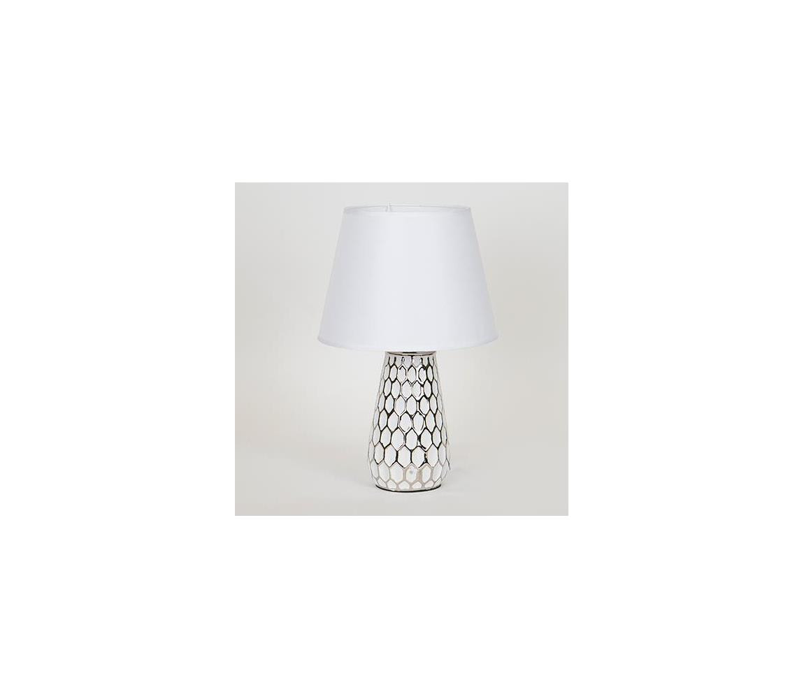 Eurolamp Stolní lampa 1xE14/40W/230V bílá/stříbrná
