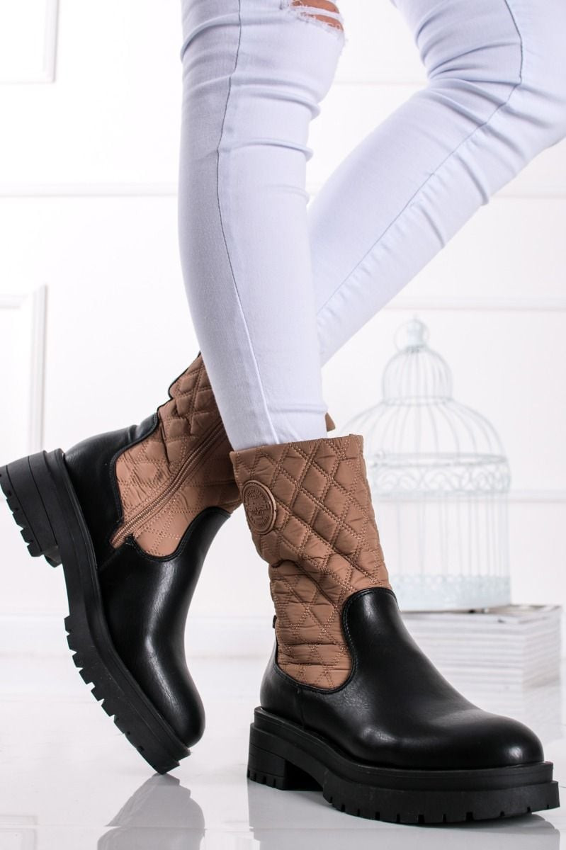 Černo-béžové kotníkové kozačky 170293