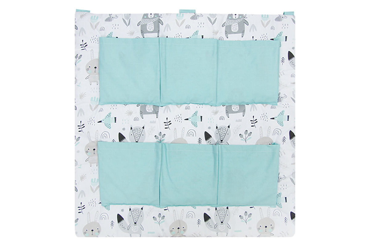 Kapsář na postýlku Zvířátka - mátový