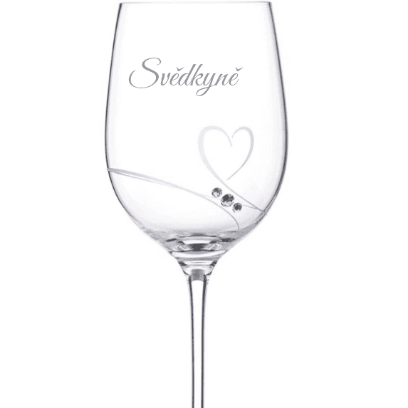 Dekorant Sklenice na víno pro svědkyni se Swarovski krystaly Romance 1KS