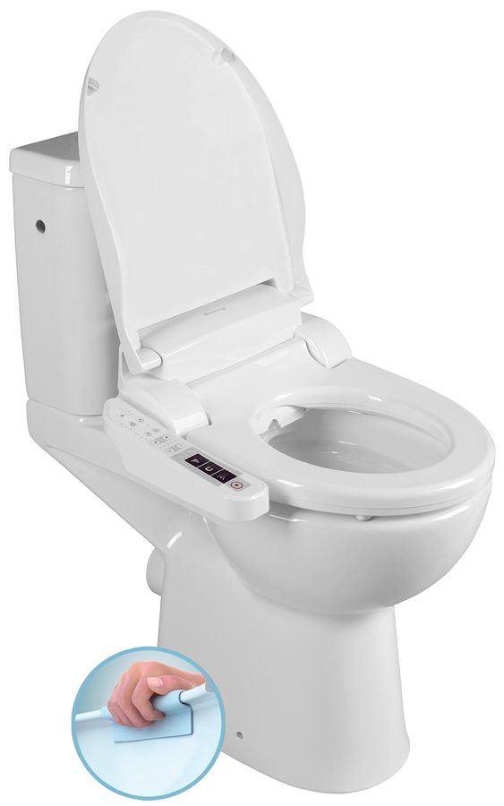 Sapho HANDICAP WC kombi zvýšený sedák s elektronickým bidetem BLOOMING EKO PLUS, Rimless, zadní odpad, bílá