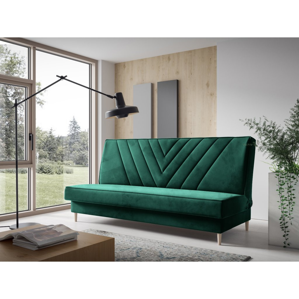 Eka Pohovka FRANK, 200 cm Výběr nohou: Přírodní, Barva látky: MONOLITH 37 (Smaragdově zelená)