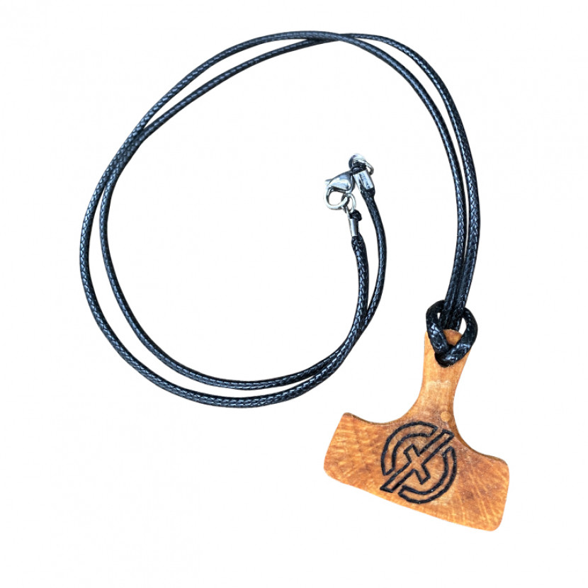 Přívěsek na krk Erik and Sons Thors Hammer Wood - hnědý-černý