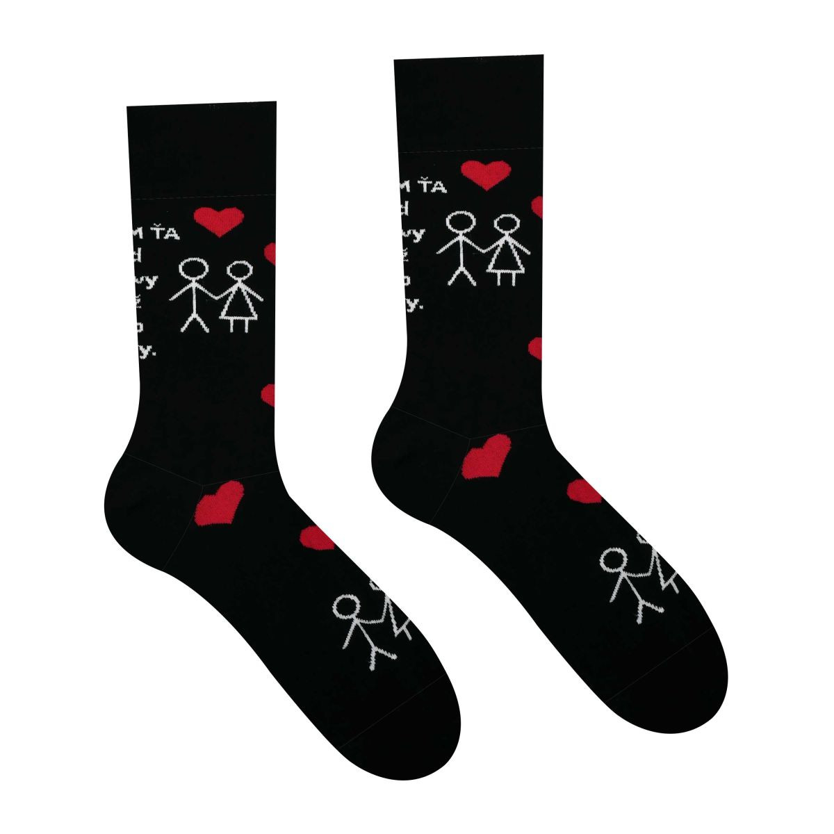 Ponožky Hesty Ľúbim ťa od hlavy až po päty - černé-bílé, 36-40