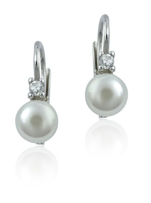 E1243 - pp bílé  Oblíbené stříbrné náušnice s přírodními perlami NK 1243 bílé 6 mm