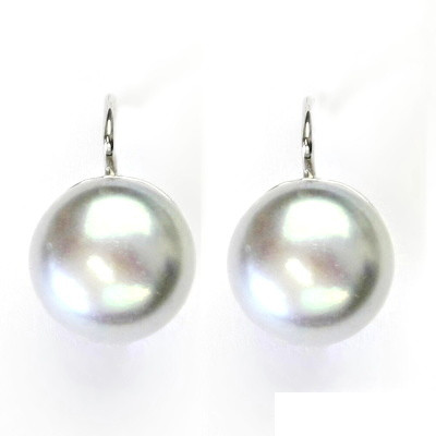 Stříbrné náušnice, přírodní říční perla šedá 10-11,5 mm, stříbro, NK 1298