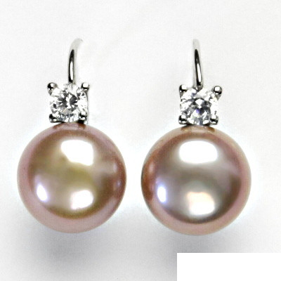 Stříbrné náušnice, přírodní říční perla, růžová, NK 1286