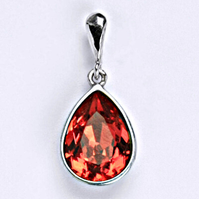 Stříbrný přívěšek se Swarovski krystalem padparadscha, slza, P 1395/22