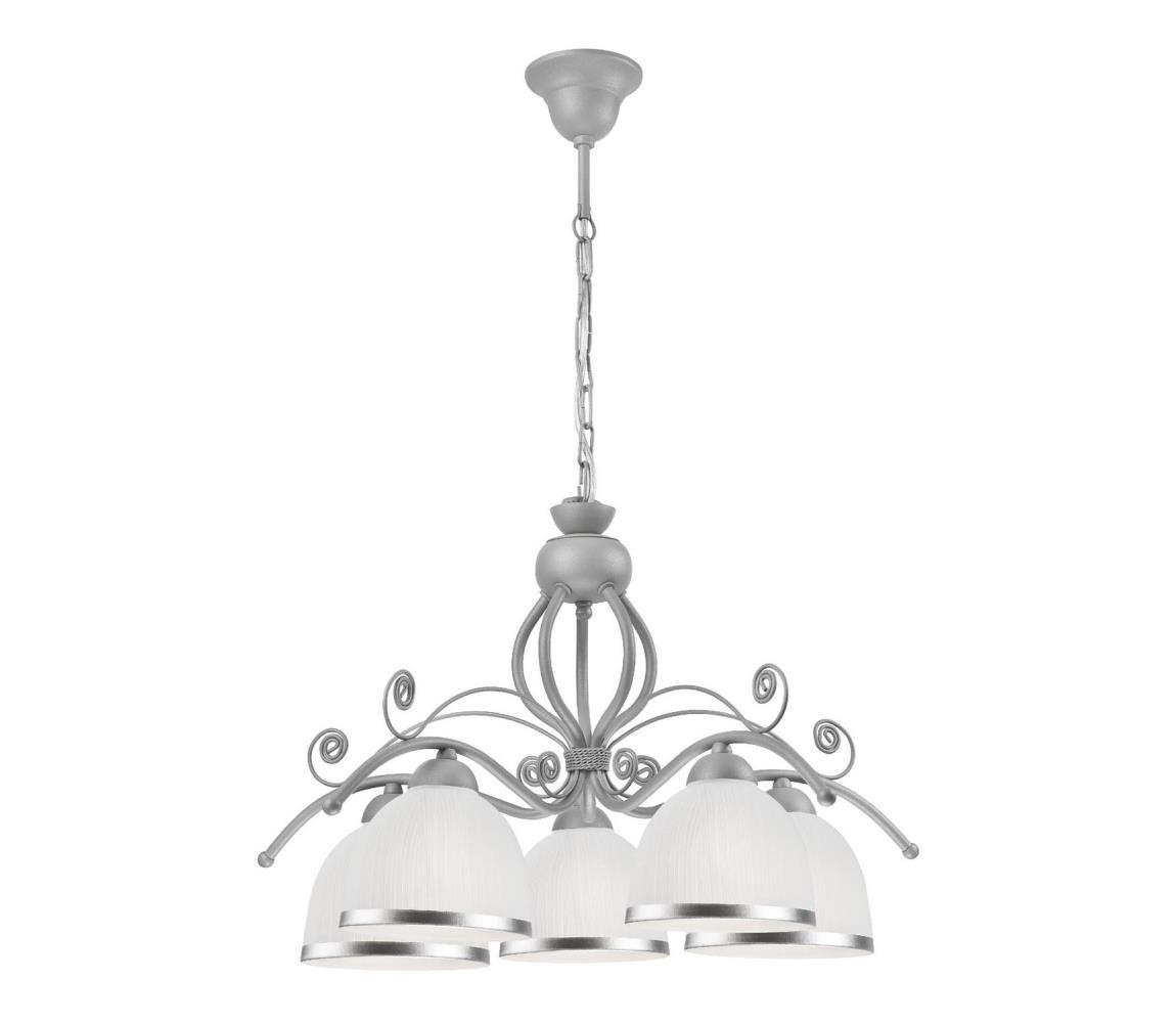 Lustr na řetězu RETRO II 5xE27/60W/230V stříbrná