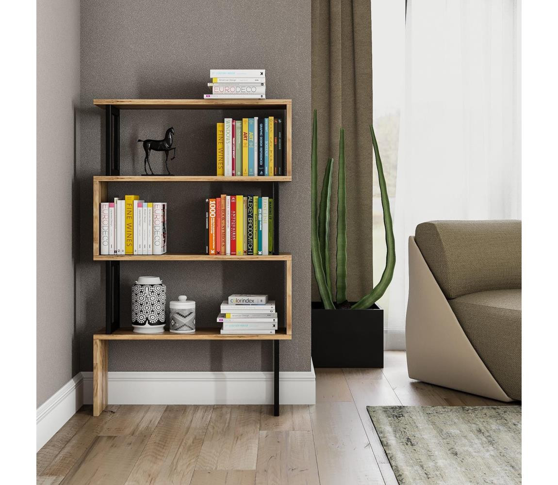 Knihovna CEYLAN 128x80 cm hnědá/černá