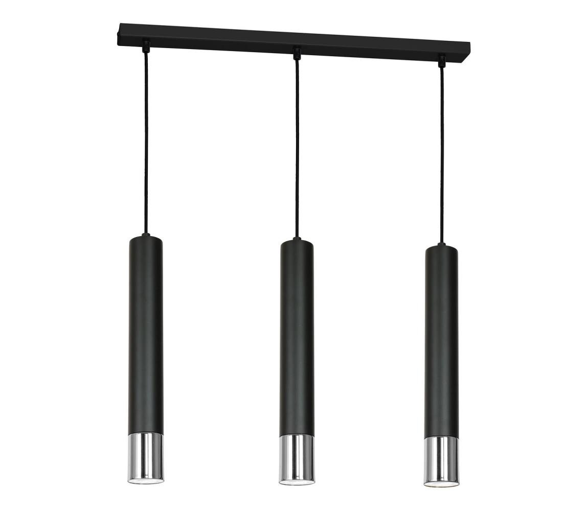 Lustr na lanku NEST 3xGU10/8W/230V černá/lesklý chrom