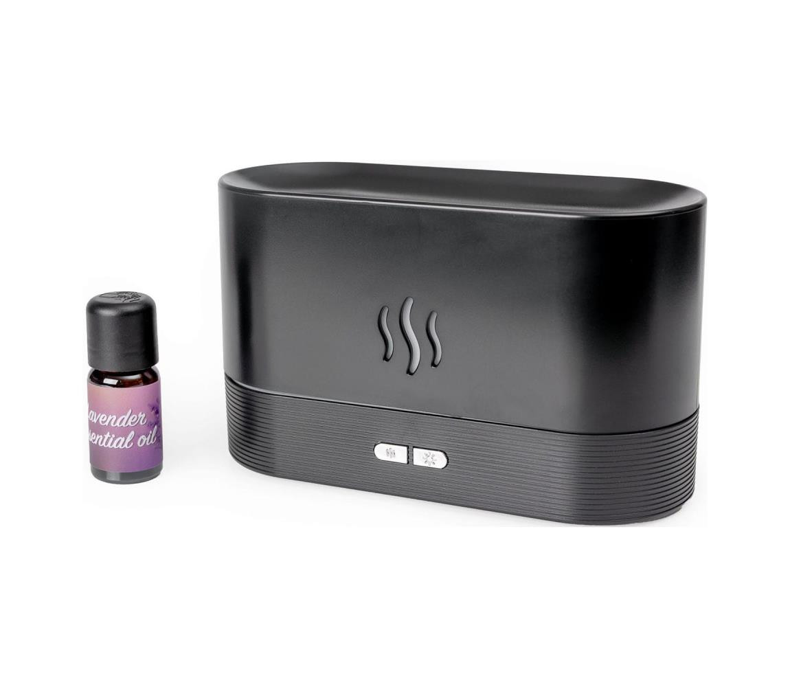 LED RGB Ultrazvukový aroma difuzér a zvlhčovač vzduchu s podsvícením 180ml černá