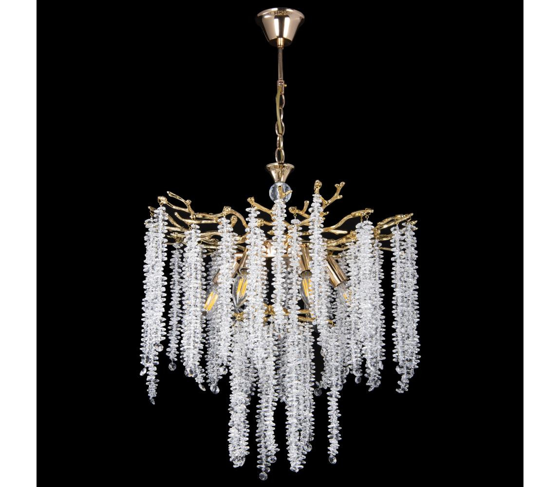 Lustr na řetězu 6xE14/60W/230V pr. 53 cm zlatá