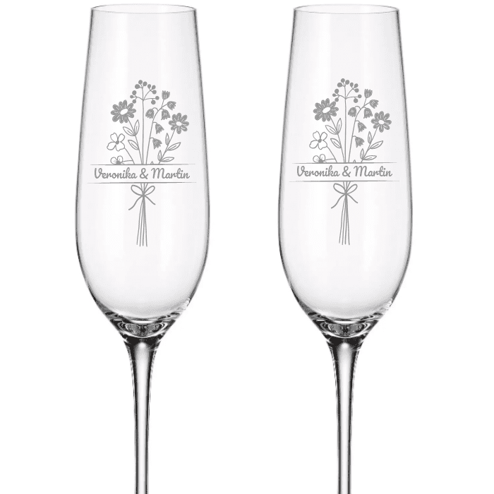 Dekorant svatby Svatební sklenice pro novomanžele na šampaňské LUČNÍ KVÍTÍ 270 ml 2KS