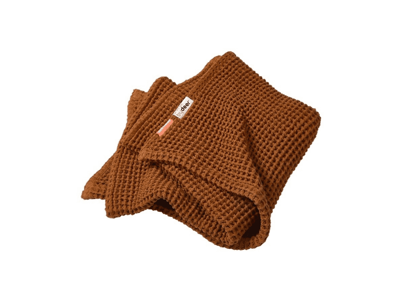 DONE BY DEER Vaflová deka 80 x 100 cm - hořčicová