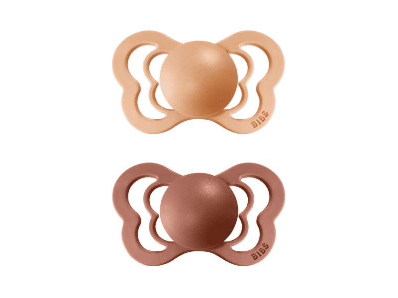 Bibs Dudlíky COUTURE Peach/Woodchuck - velikost 2, z přír.kaučuku 2ks