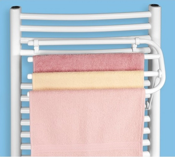 České sušáky Sklopný sušák ručníků V345 na koupelnové otopné těleso, bílý, 45 cm/3 ručníky
