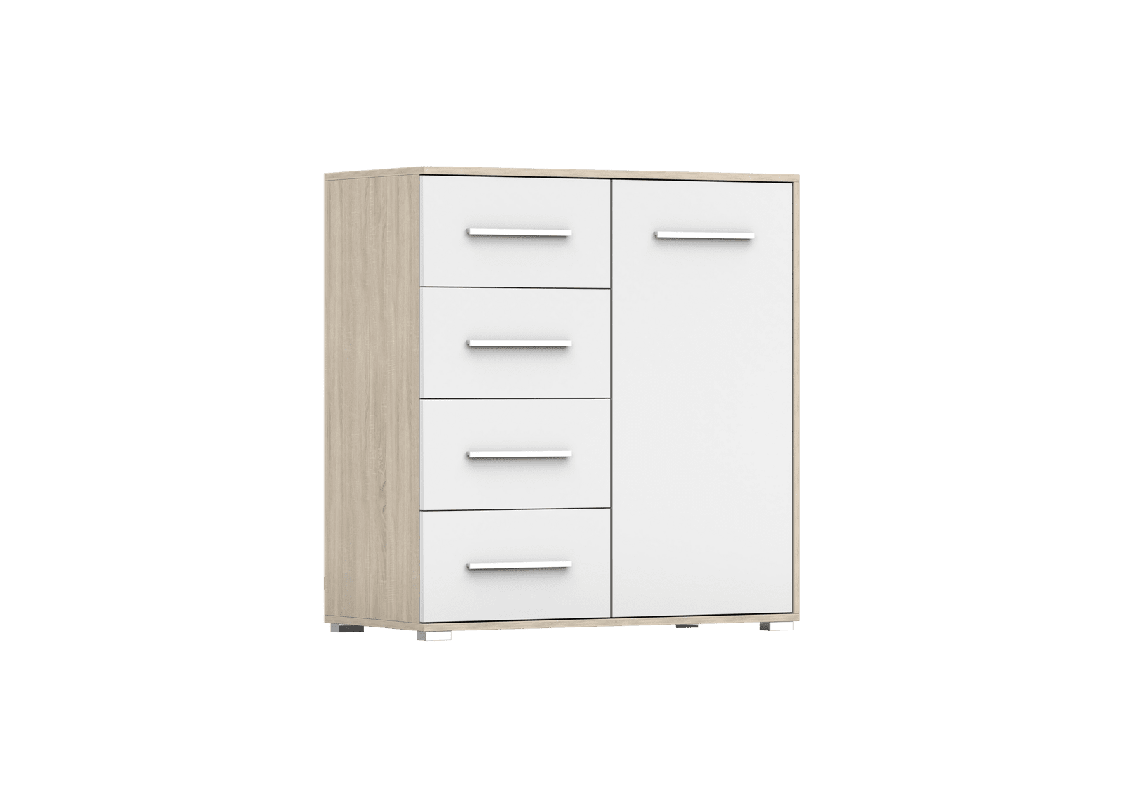 IDZ Komoda FRIDA MINI 1D4S 01, 90 cm Bílá / Dub Sonoma