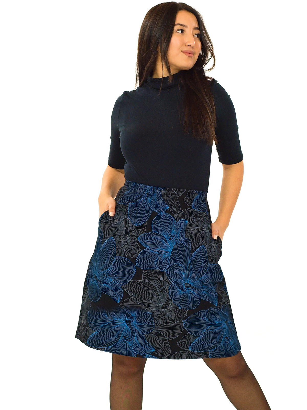 Himalife Sukně Lily - černá s modrou Velikost: S/M