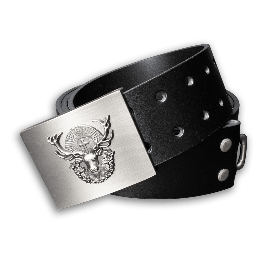 Opasek kožený myslivecký Jelen Hubert 4,5 cm - černý, 100