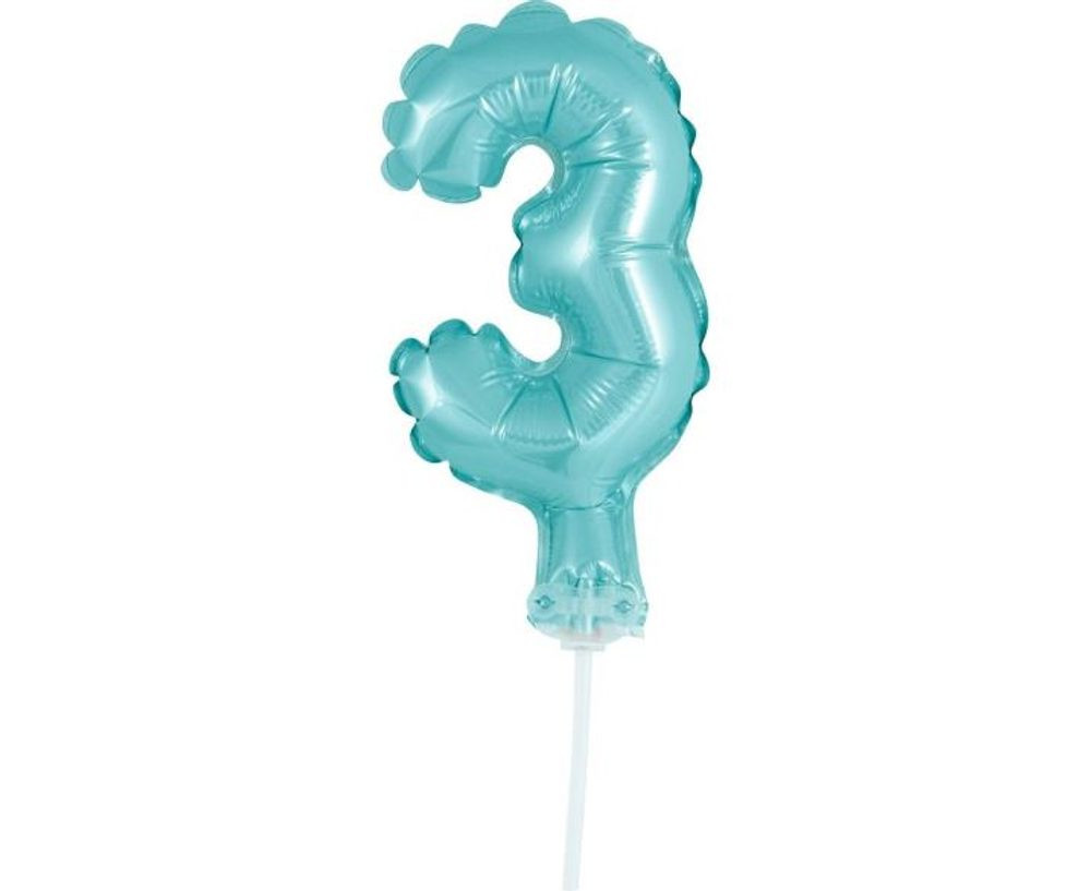 Balón foliový číslice - 5 - SVĚTLE MODRÁ 12,5 cm s držákem - GoDan