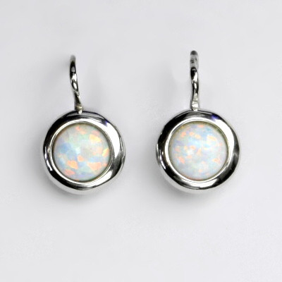 Stříbrné náušnice, bílý syntetický opál,náušnice s opálem,NK 1471