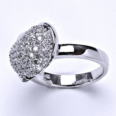 Stříbrný prsten, prsten ze stříbra, syntetický čirý zirkon, srdce, srdíčko, váha 7 g, vel.54,5