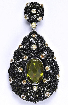 Stříbrný přívěsek se zirkony, přívěsek ze stříbra, 18,41 g