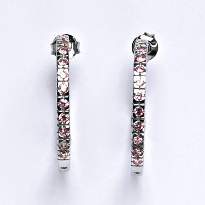 Stříbrné náušnice s čirými zirkony,kruhy,náušnice ze stříbra, váha 9,83 g