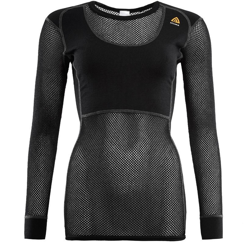 Aclima Dámské síťované tričko Aclima WoolNet crew neck Jet black