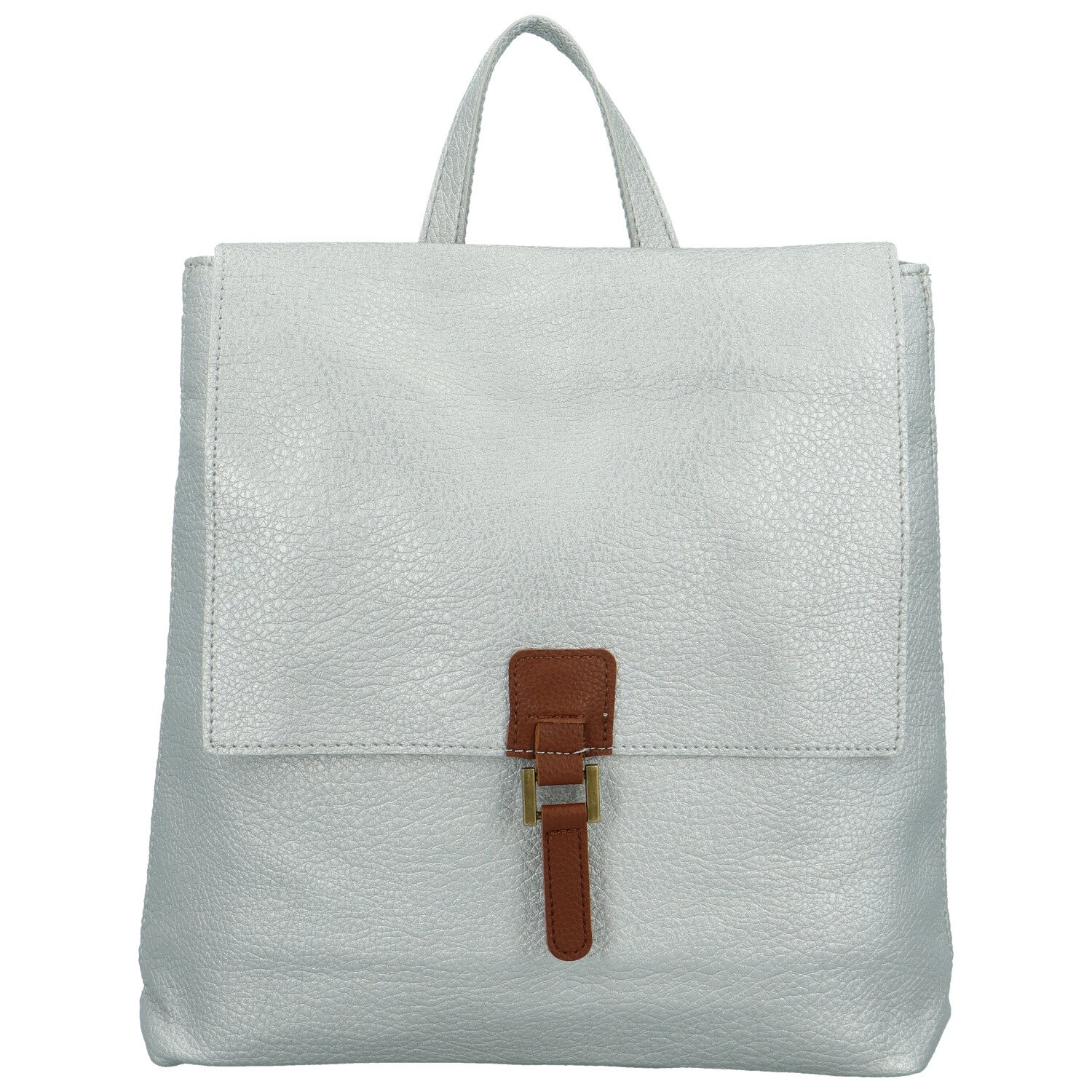 Stylový dámský koženkový kabelko-batoh Octtavius, stříbrný