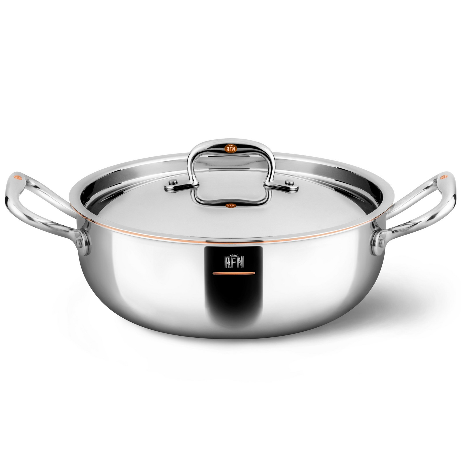 Nízký kastrol CON CUORE 24 cm, stříbrná, měď, Ruffoni