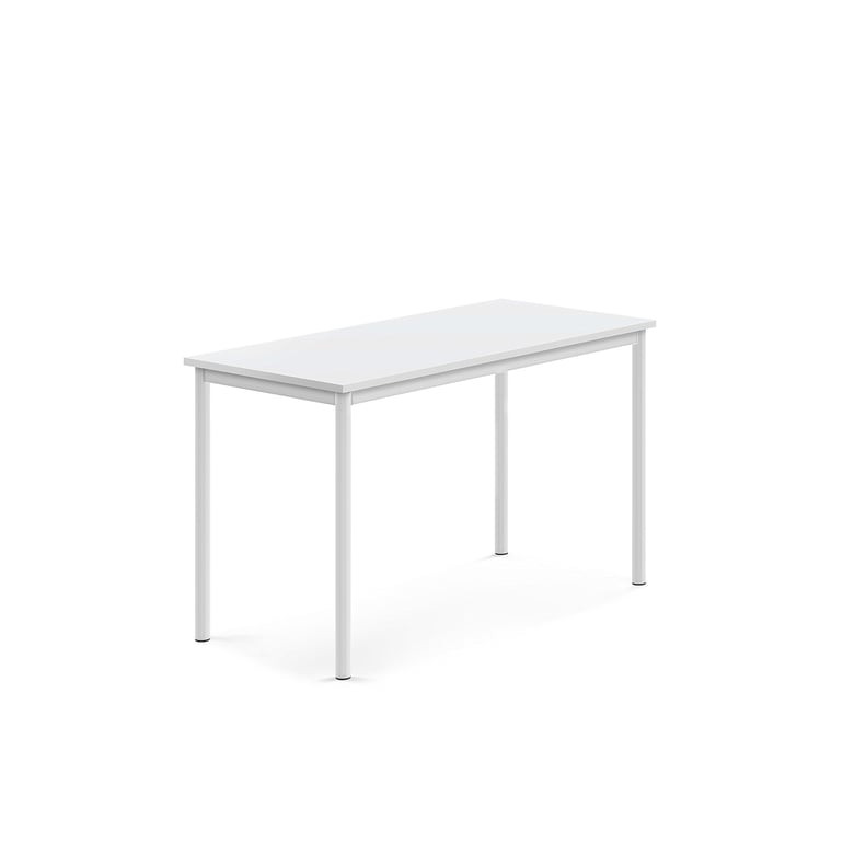 Stůl SONITUS, 1200x600x720 mm, bílé nohy, HPL deska tlumící hluk, bílá