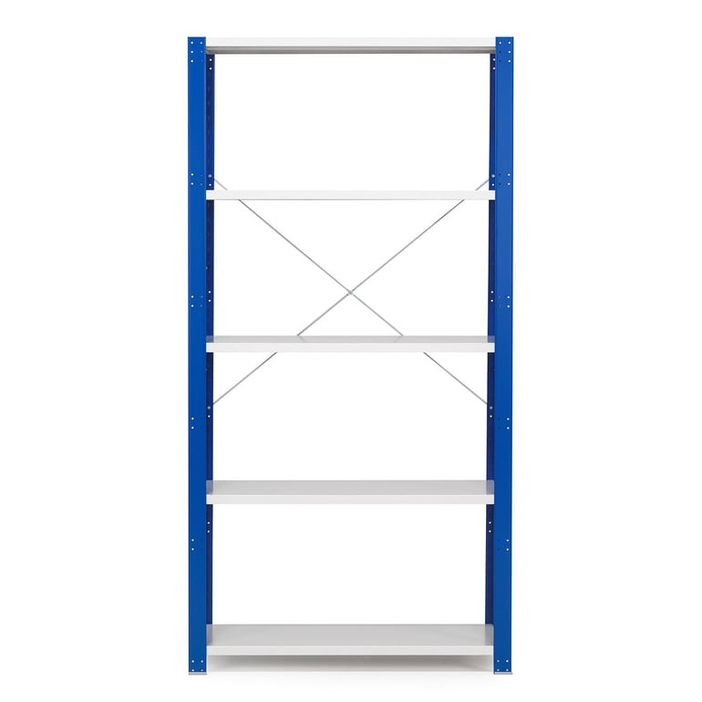 Kovový regál MIX, 2100x1065x300 mm, modrý, šedé police