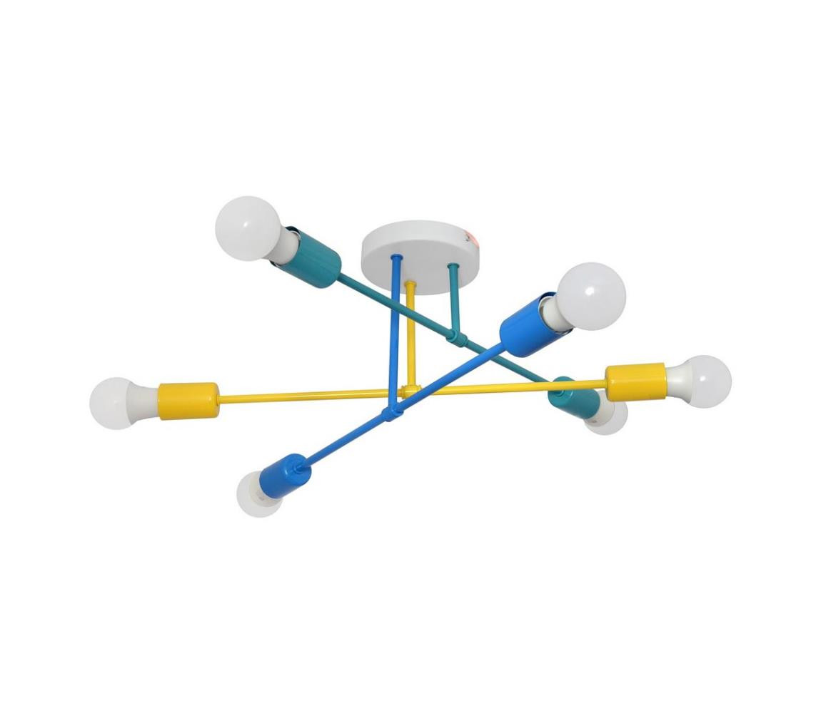 Přisazený lustr CAMBRIDGE 6xE27/20W/230V modrá/žlutá